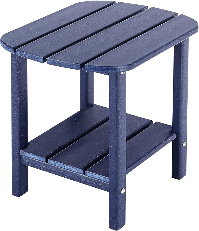 Adirondack Side Table, Outdoor Side Tables, End Tables for Patio, Backyard,Pool, Indoor Companion, Easy Maintenance & Weather Resistant (Navy Blue)
